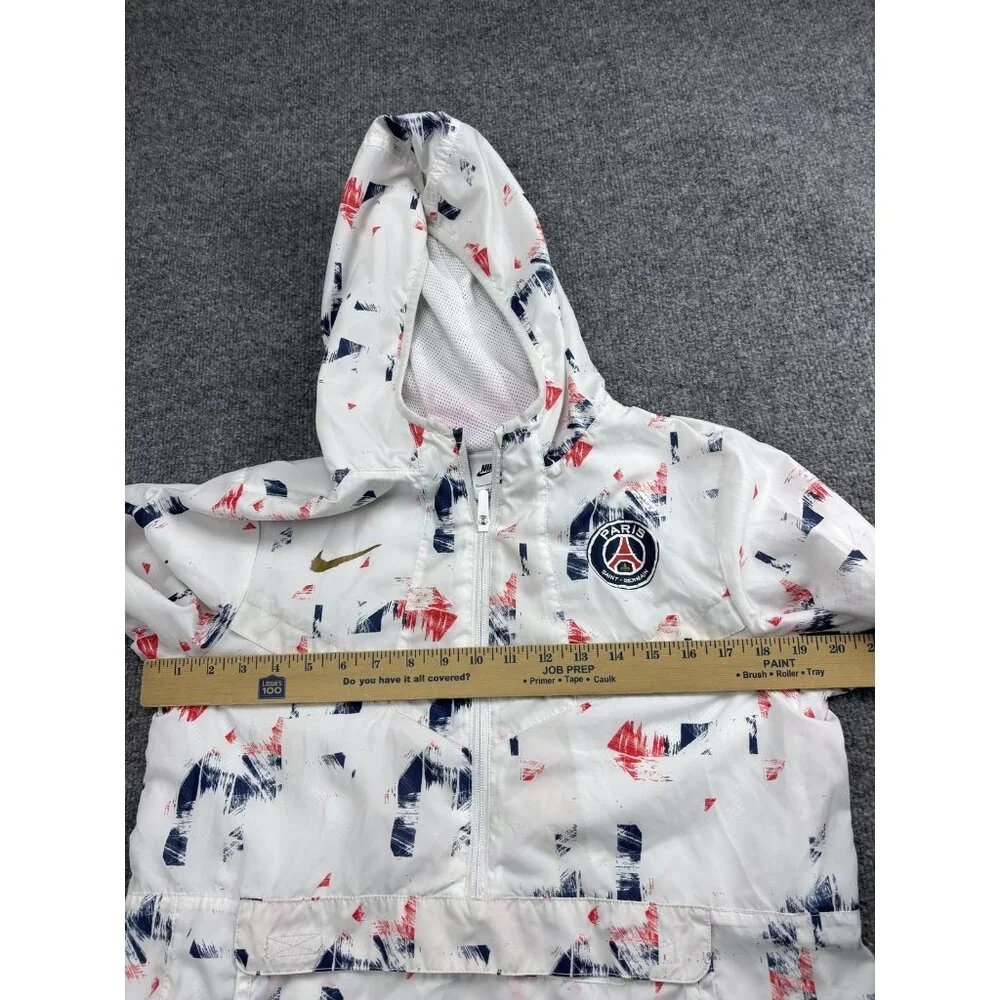 Paris Saint-Germain Jacket Kids XL White Red Blue Nike Hooded Soccer Windbreaker